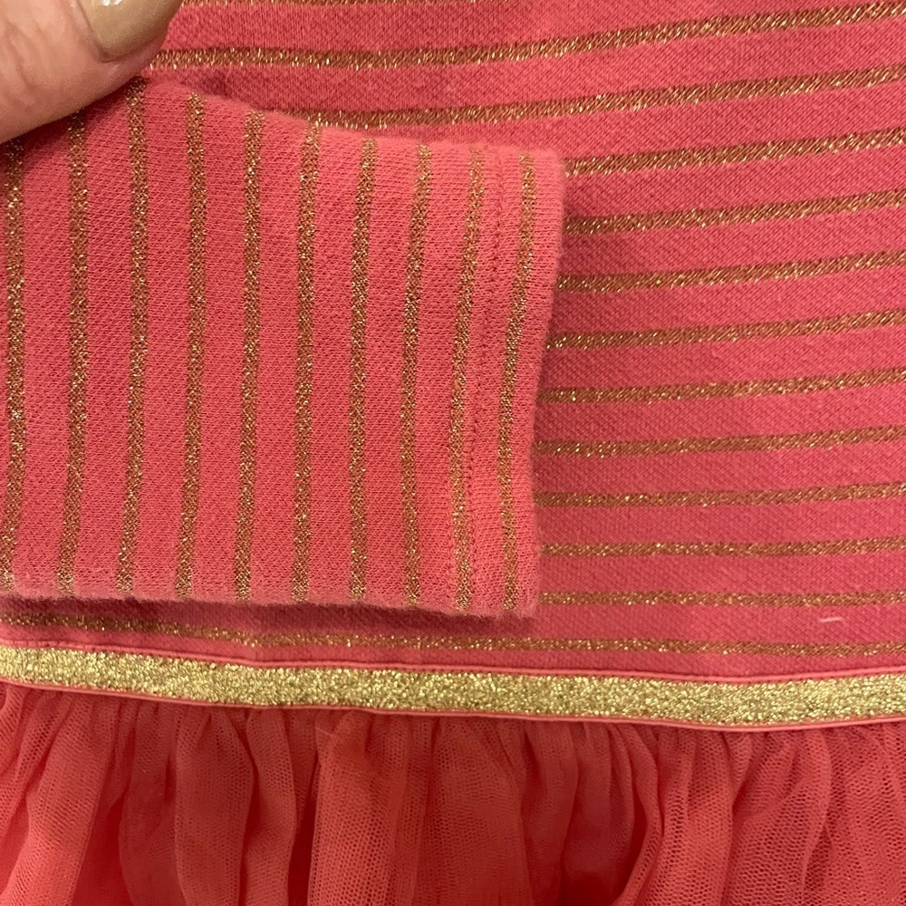 Mini Boden Mauve Pink and Gold Striped Tulle Dress, Size 5-6 - Picture 4 of 7